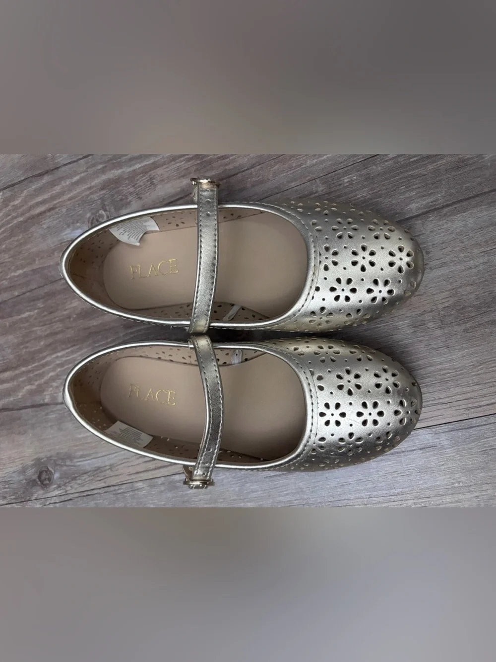 Girls Metallic Perforated Ballet Flats